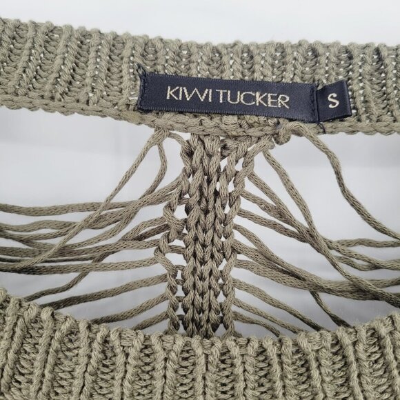 Olive Green Sweater with Distressed Back - Picture 5 of 7